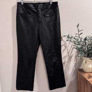 Maeve By Anthropologie Black Size 30 Cropped Wide Leg Faux Leather Pant Stretch